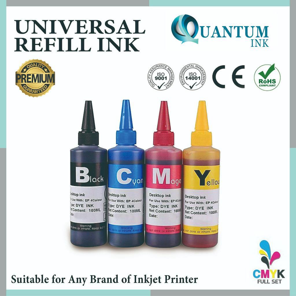 Universal Inkjet Printer Refill Ink 100ml Black / Cyan / Magenta