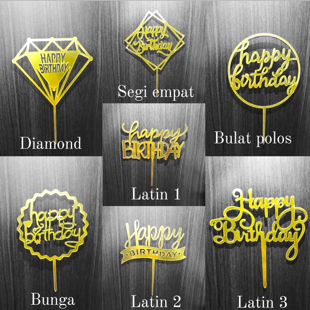 Happy Birthday Acrylic Gold Cake topper | Shopee Malaysia