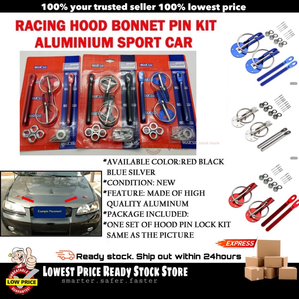 Sparco Lock Pin Hood Pin Lock Universal Hood Pin Kit