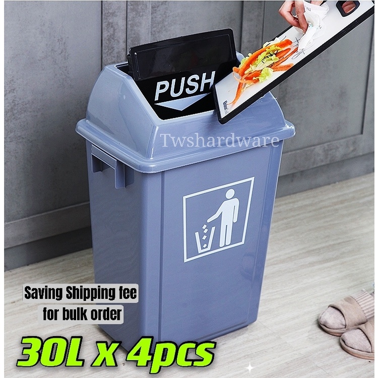 [30L x 4pcs] Swing Top Garbage Bin With Swing Lid / Dustbin / Waste