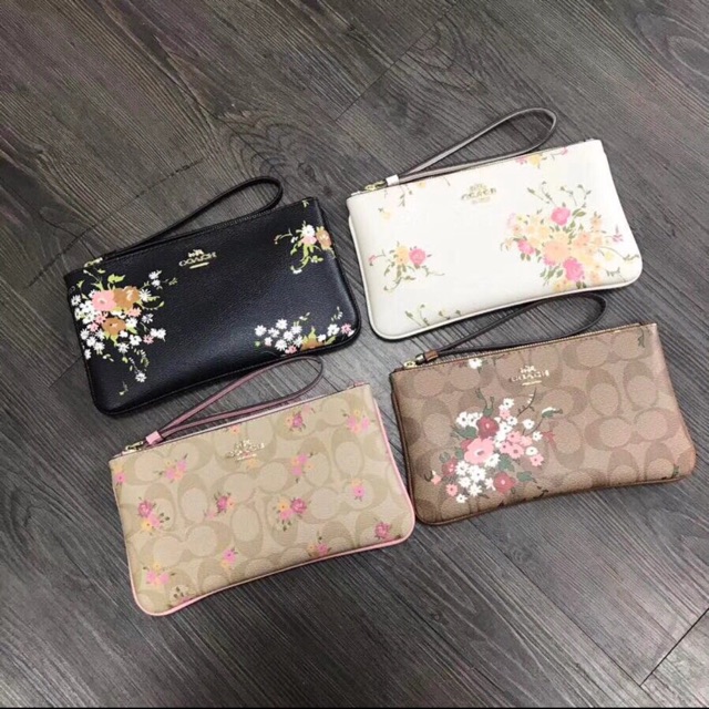 Coach flower wristlet sale