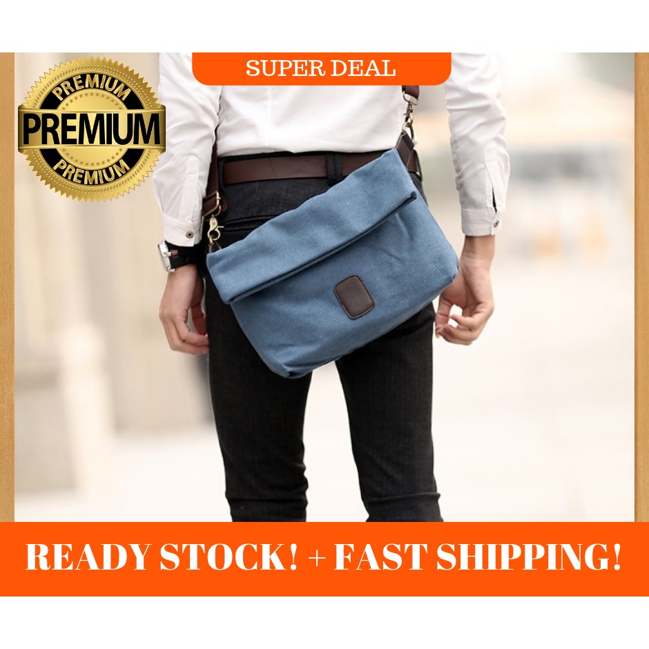 Mens canvas shoulder sling bag clearance