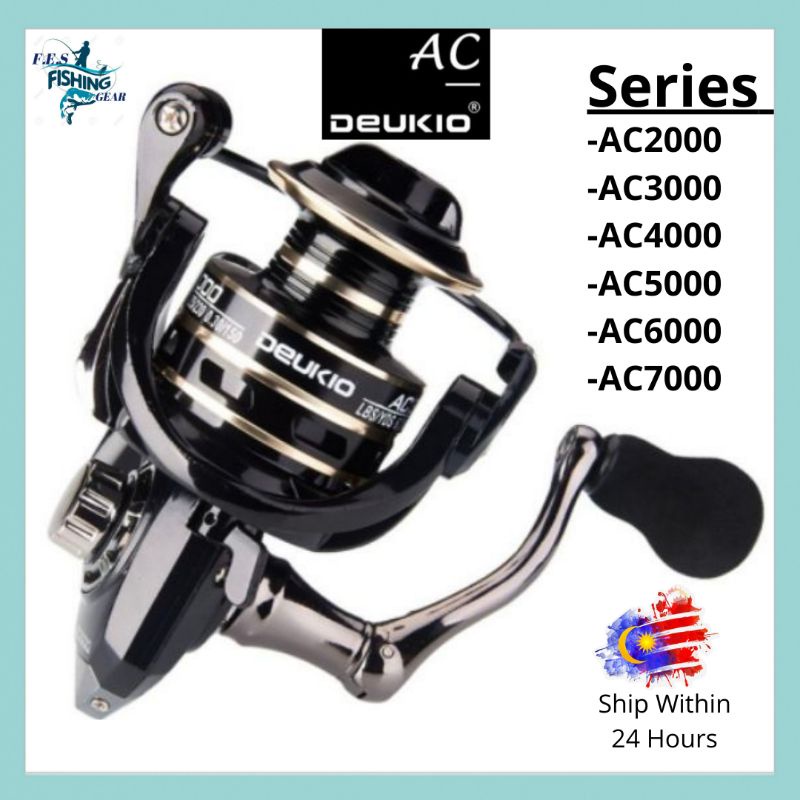 Deukio Fishing Reel AC2000 To AC7000 Series Fishing Spinning Reel Metal  Mesin Pancing Spinning Reel Adjustable Handle