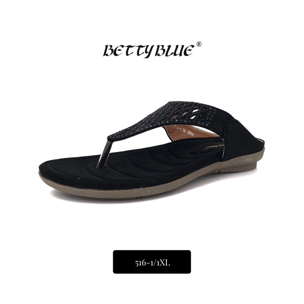 Betty Blue Women's Black Standard/Plus Size Thongs Slippers Flip-flops  Sandals 516-1/516-1XL