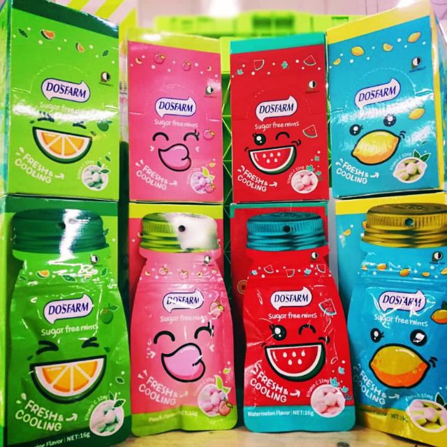 [Thai] Halal DOSFARM Sugar Free Mints Watermelon Peach Lemon Tangerine ...