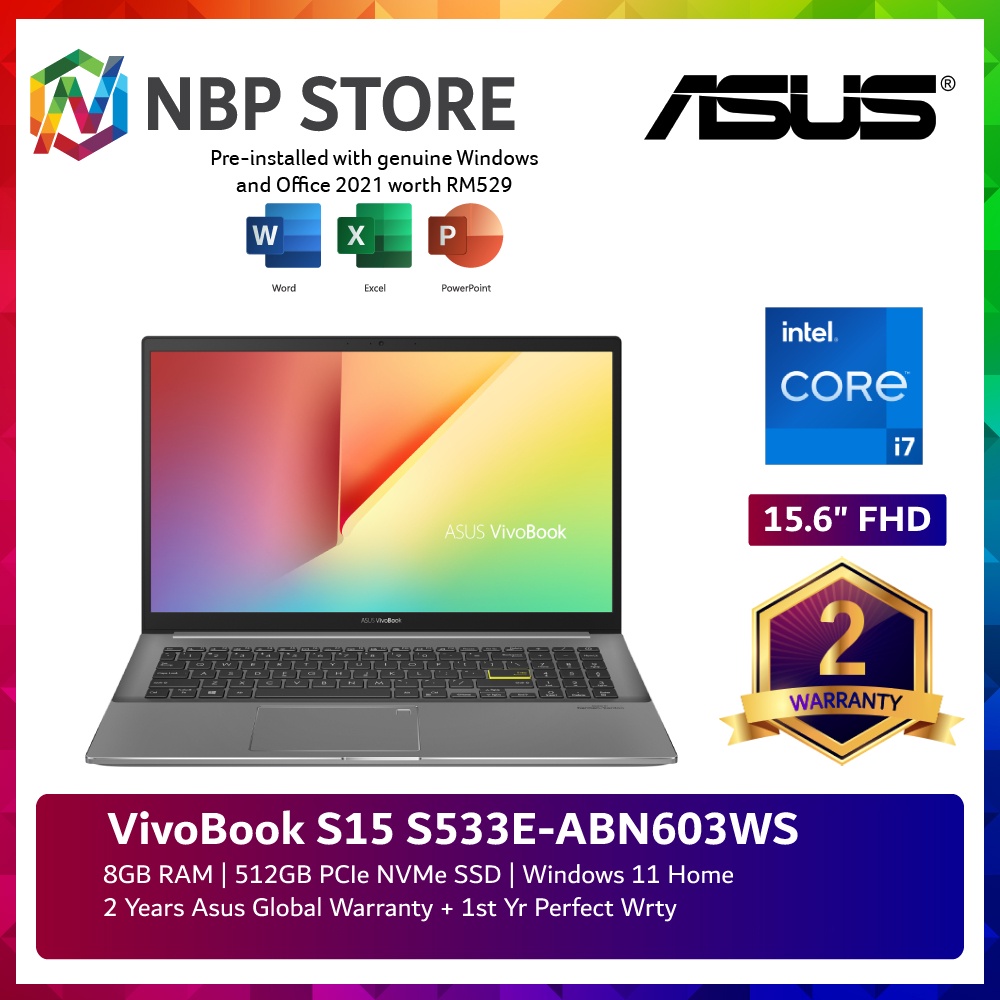 Asus VivoBook S15 S533E-ABN603WS 15.6'' FHD Laptop Indie Black | Shopee ...