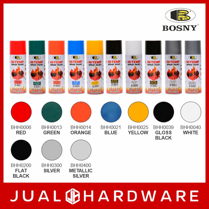 JH - BOSNY Hi-Heat Resistant Spray Paint 400ml - Cat Spray Untuk ...
