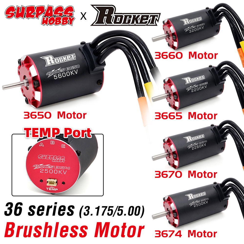Moteur Brushless Rocket 3674 1650KV Avec Sonde Température - Pour Voiture RC 1/8 1/10