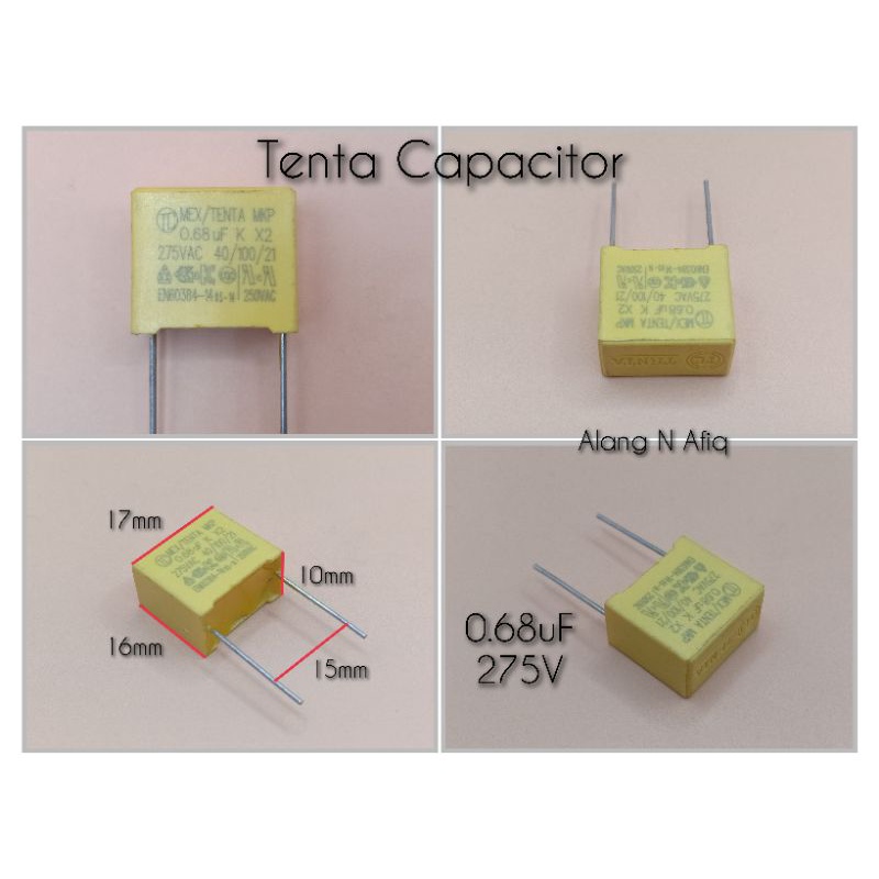High Quality Tenta Fan Capacitor 0.68uF 275VAC. Kapasitor Kipas Siling
