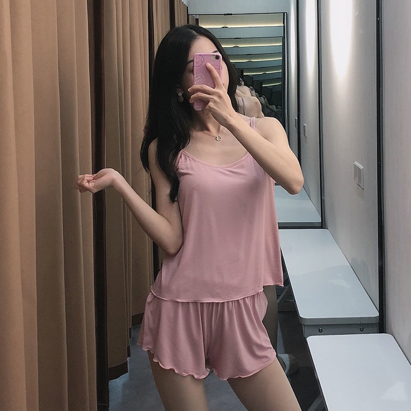 Arctic velvet modal pajamas women's thin camisole shorts two-piece suit ...