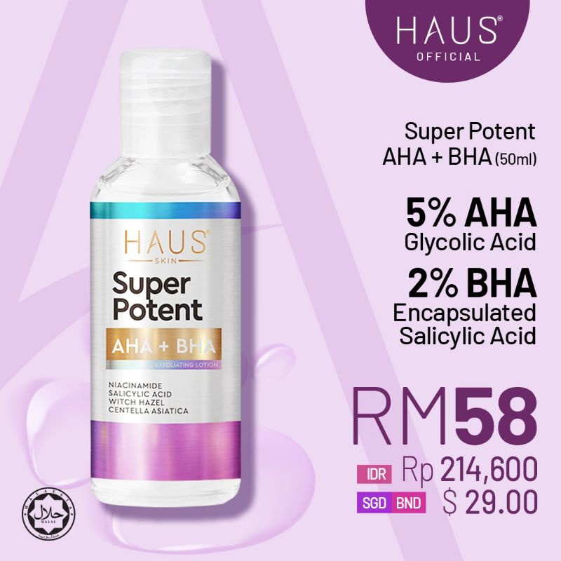 HAUS Skin Super Potent AHA BHA Exfoliating Lotion Salicylic Acid Niacinamide Chemical Exfoliator