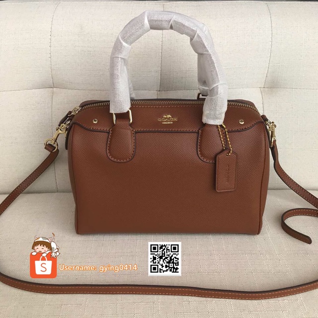 Coach+Mini+Bennett+Satchel+Crossgrain+Leather+Handbag+Black+-+F57521 for  sale online