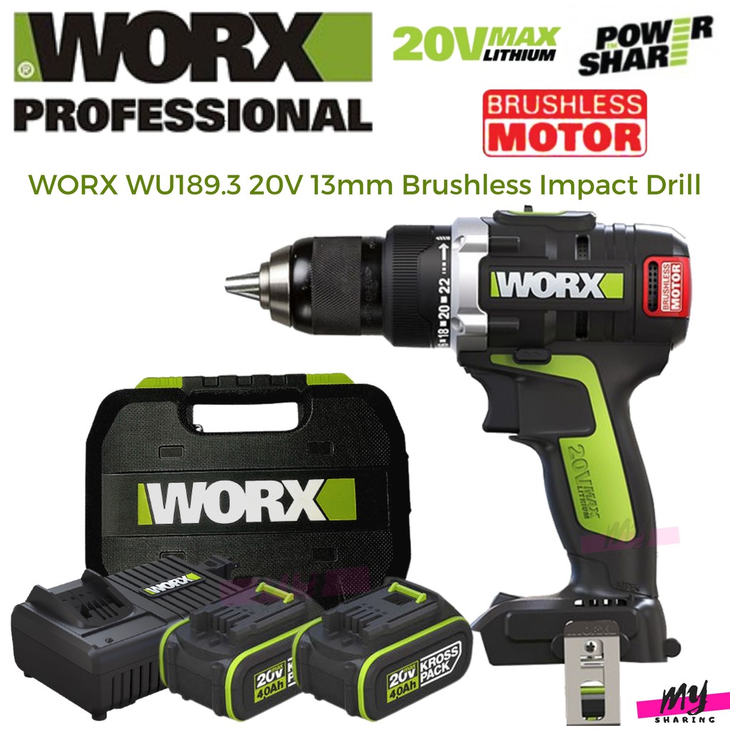 WORX WU189.3 20V 13mm Cordless Impact Drill Shopee Malaysia