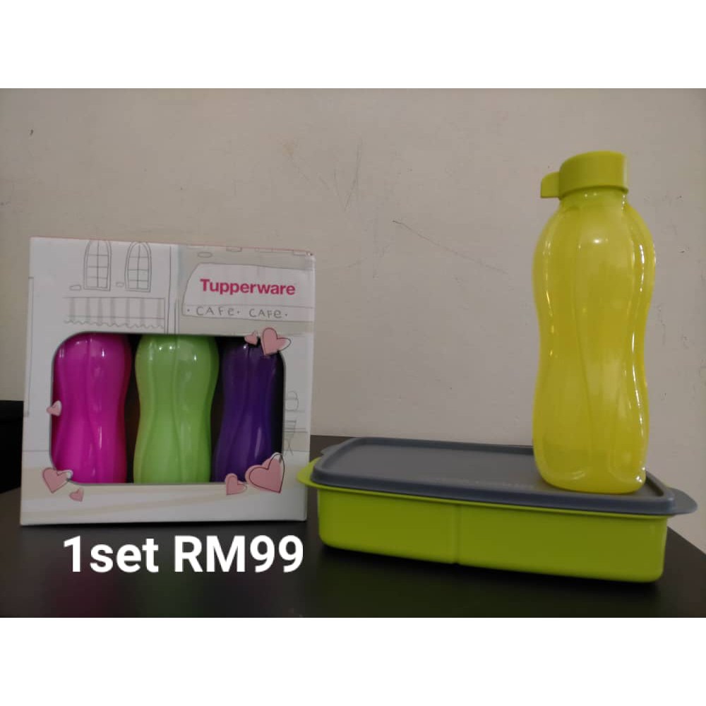 Tupperware - Lunch Box Sale (Green) + 1 Box (3 eco bottle) | Shopee ...