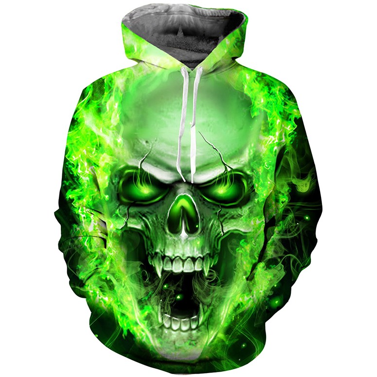 Green hotsell skull hoodie