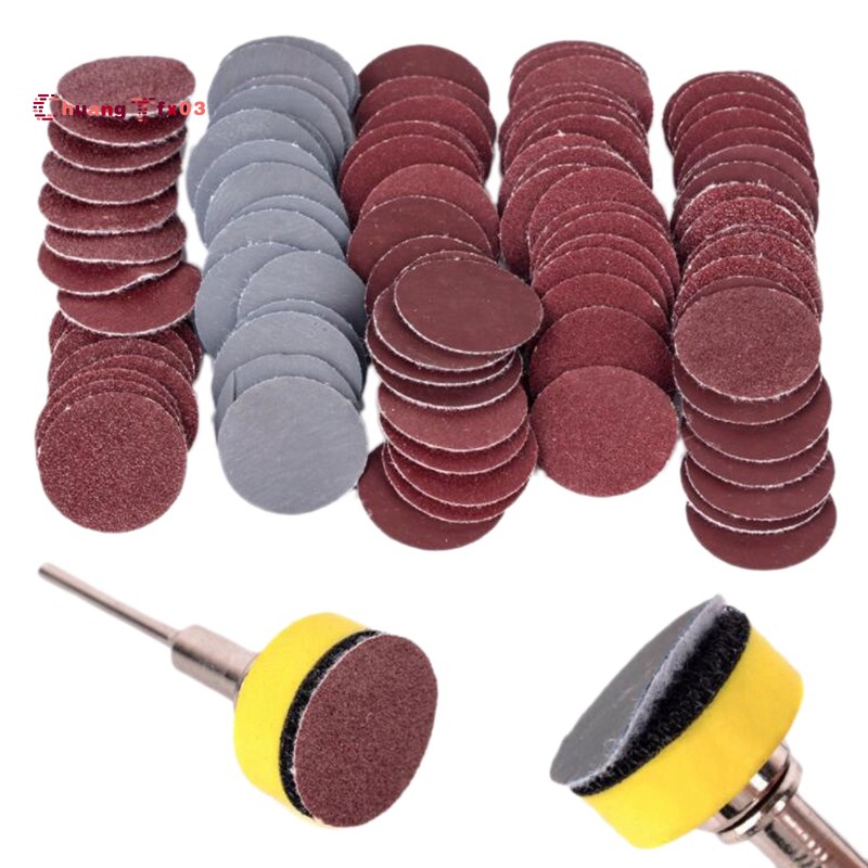 1 Inch 100 Pcs Sanding Discs Pad Kit Round Sandpaper Hook Loop Sander ...