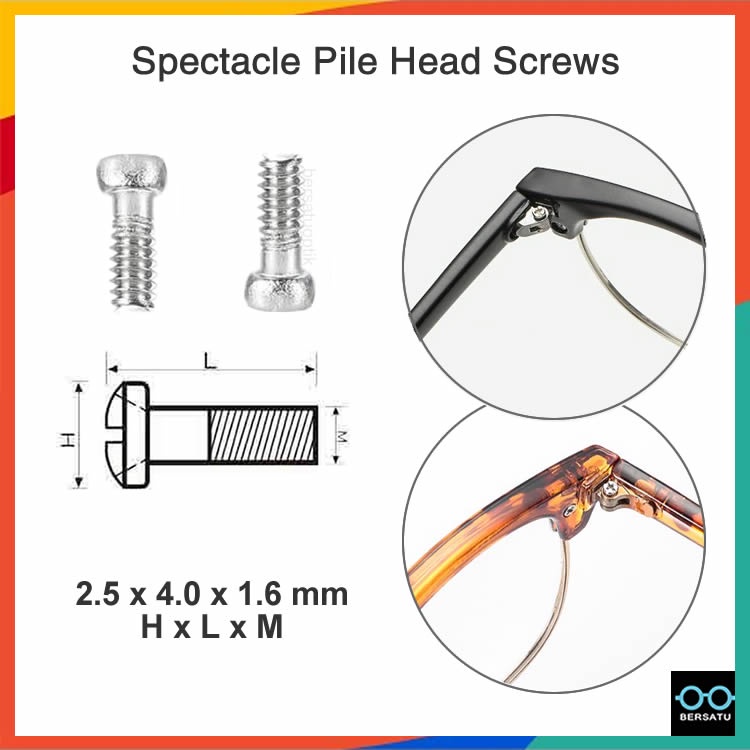 Screws for Plastic Spectacle Arm (2 pcs) Stainless Steel Pile Head ...