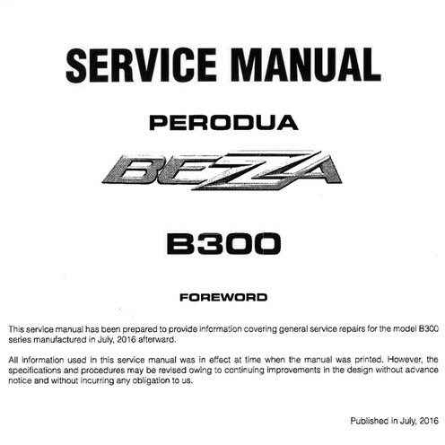 Perodua Bezza B300 Service/Workshop Manual | Shopee Malaysia