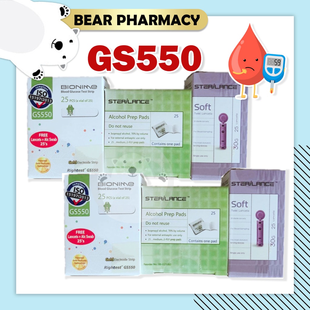 BIONIME GS550 Rightest Test Strips 25's/ 2x25's [Exp 10/2024] Blood