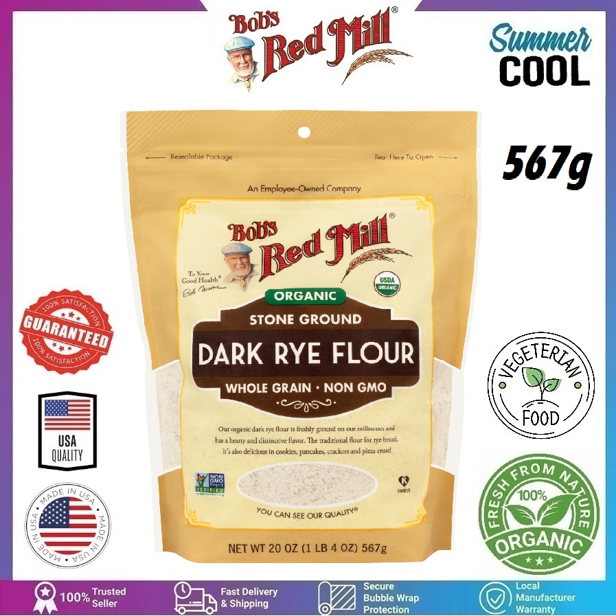 (Bob's Red Mill) Stoned Ground Organic Dark Rye Flour 有机黑麦面粉 Tepung Rye ...