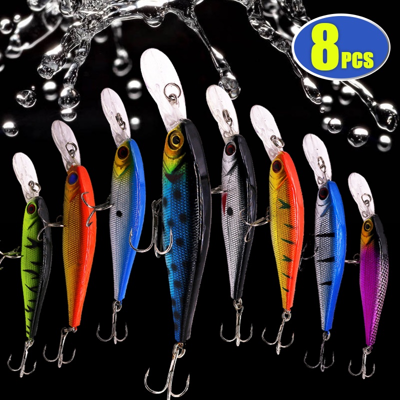 8pcs mix color Lure Set 10.5cm Fishing Lure Floating Minnow Lure ...