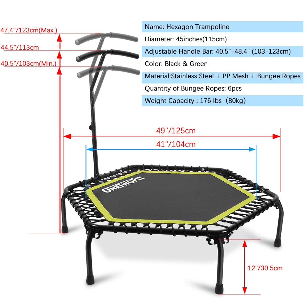 Silent Trampoline With Adjustable Handlebar (125cm) Shopee