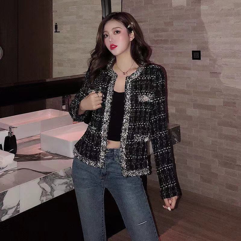 New Style Korean Version Hong Kong Tassel Lace Tweed Jacket Women Retro