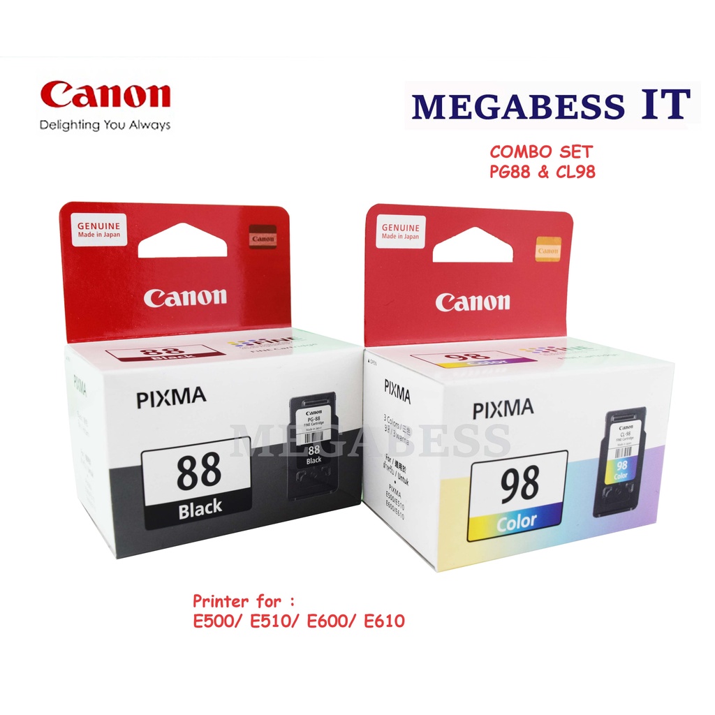Canon Genuine Ink E500 E510 E600 E610 Catridge PG88 Black & CL98 Colour