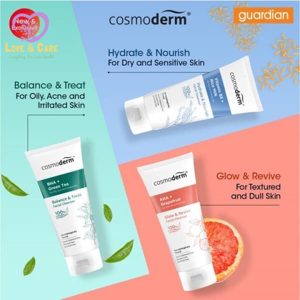 Cosmoderm ( AHA + Grapefruit / Vitamin B5 + Rice Milk / BHA + Green Tea