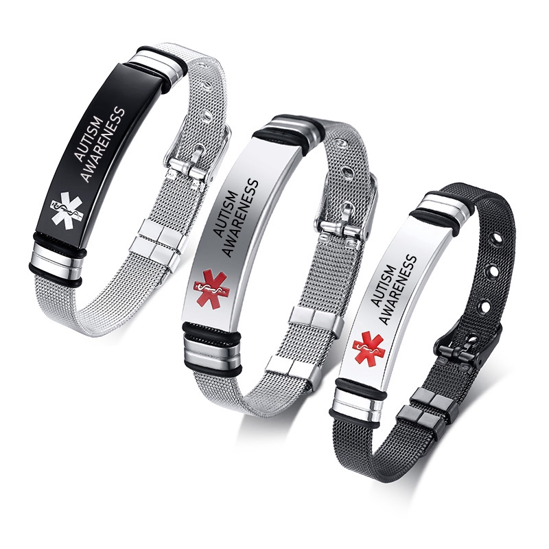Vnox Medical Alert ID Bracelet Stainless Steel Adjustable Band Shopee Malaysia