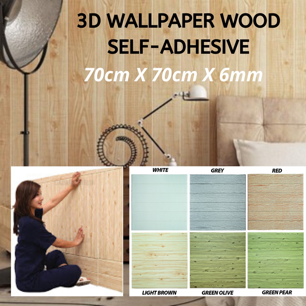 3D Self Adhesive Sticker 70cm x 70cm Wood Wallpaper DIY Easy ...