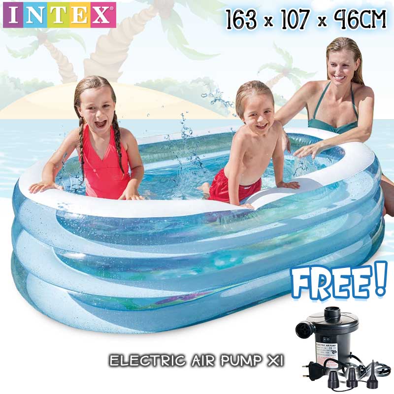 INTEX 57482 3 Rings My Sea Friends Transparent Inflatable Swimming Pool ...