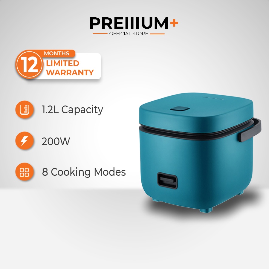 PREMIUM+ Mini Rice Cooker 1.2L Non-stick Pot and Steamer Small Multi ...