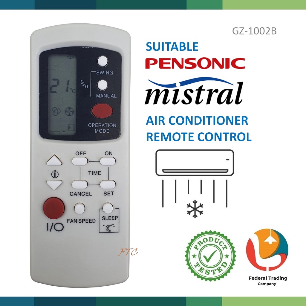 Pensonic / Mistral Replacement For Pensonic Mistral Air Cond Aircond Air Conditioner Remote