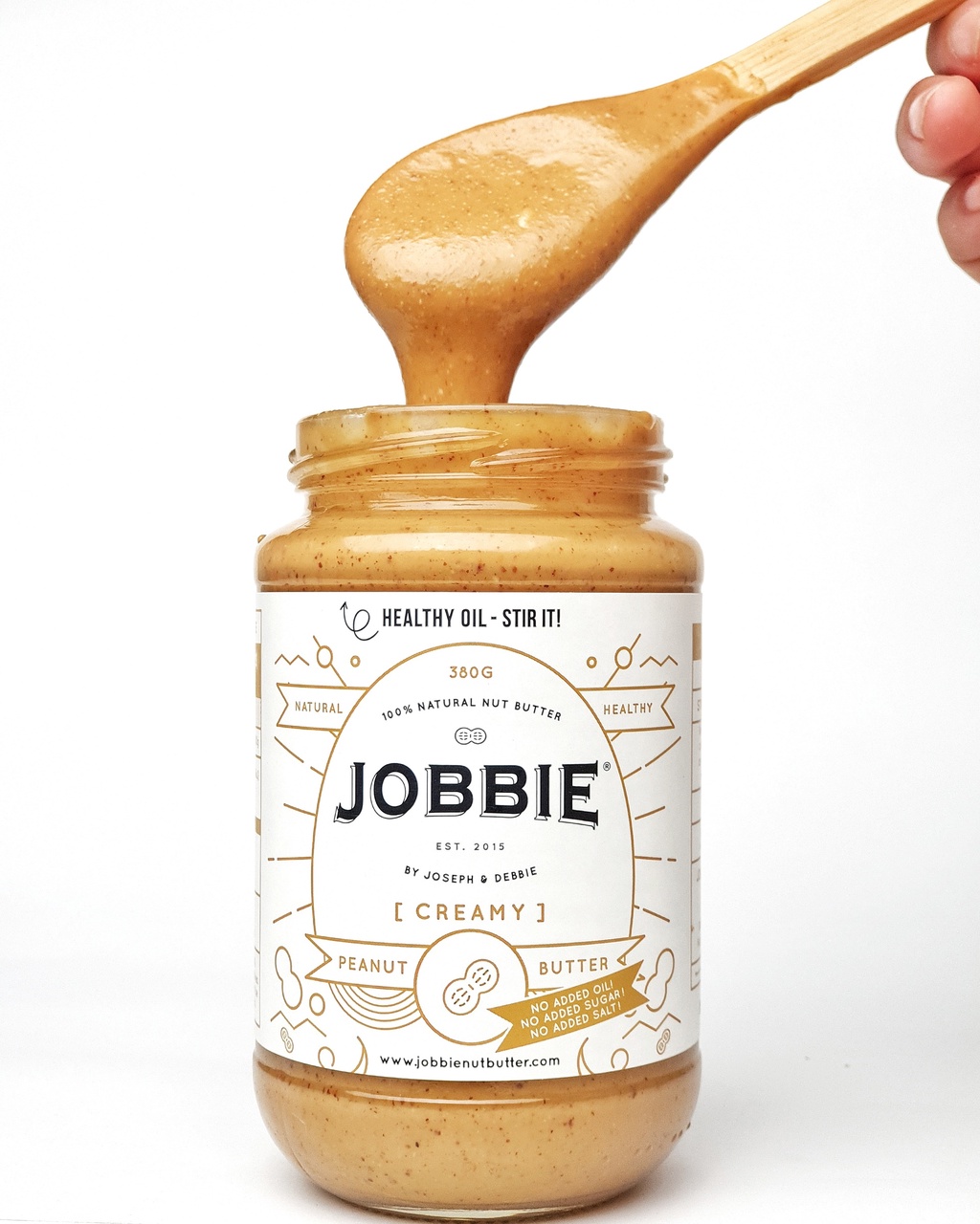 JOBBIE Peanut Butter Creamy Pure - No Added Sugar & Salt (380g ...