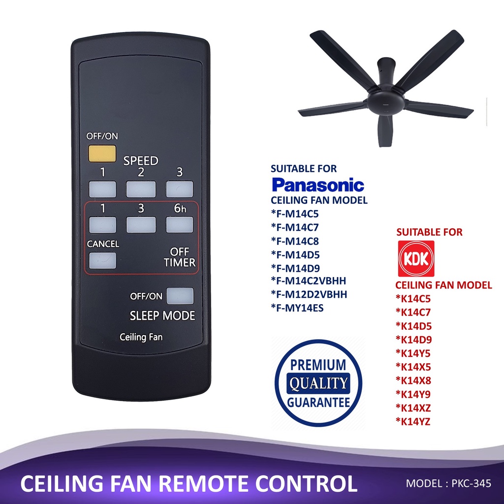 Panasonic KDK PKC345 3 Speed Ceiling Fan Remote Control Replacement