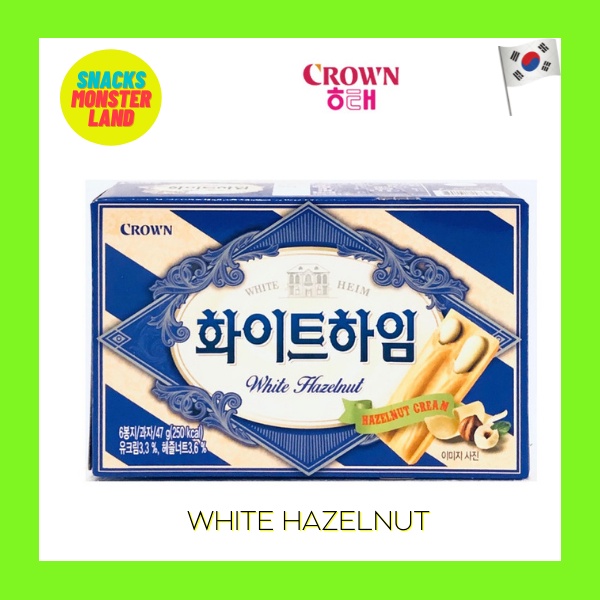 Korea Crown Choco Hazelnut/White Cream Wafers with Hazelnuts 47g ...