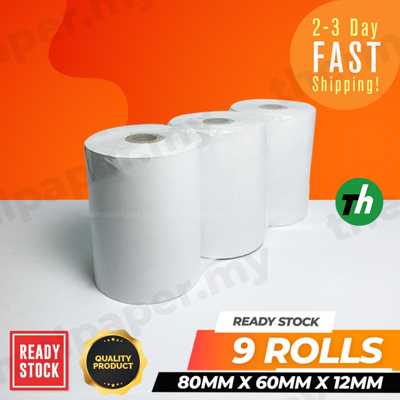 80mm X 60mm X 12mm (10 Roll Box) Thermal Receipt Paper Roll Resit Paper 