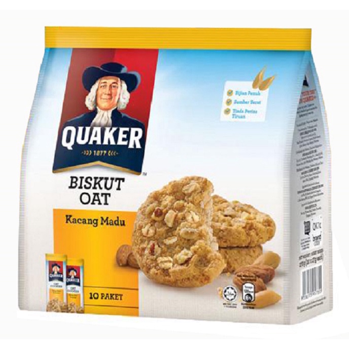 Quaker Oat Cookies Honey Nuts 270gm Shopee Malaysia