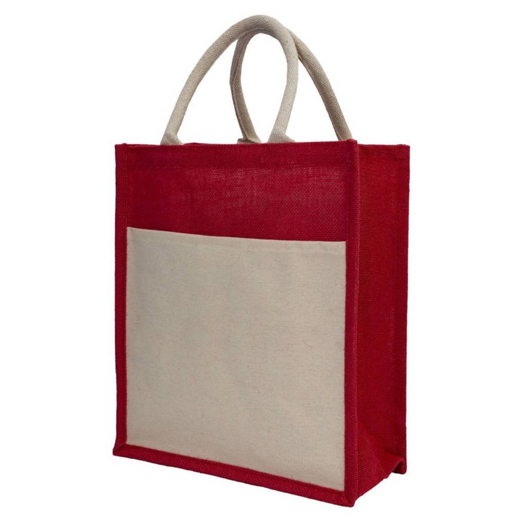 Jute Bag Medium A4 with Laminated Canvas Pocket Beg Jute Poket Kosong