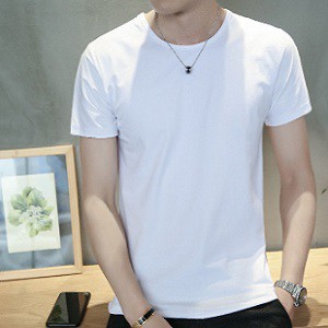 [Promotion] Men's Pure White Cotton Short Sleeve T-Shirt Solid Color ...