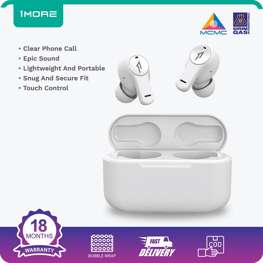 1MORE ECS3001T PistonBuds True Wireless Headphones Bluetooth 5.0 4 Mic ...