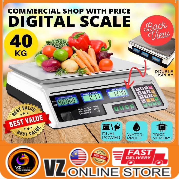 40kg Electronic Digital Price Computing Rechargeable Supermarket ...