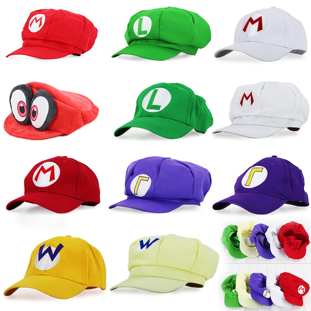 11Style Anime Super Mario Bros. Mario Hat Cap Luigi Bros Letter Printed ...