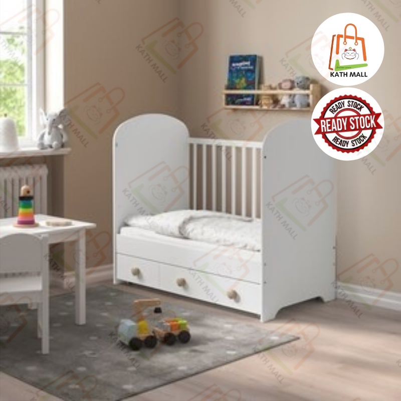 IKEA GONATT Cot with drawer white60x120 cm I Katil bayi berlaci Shopee Malaysia