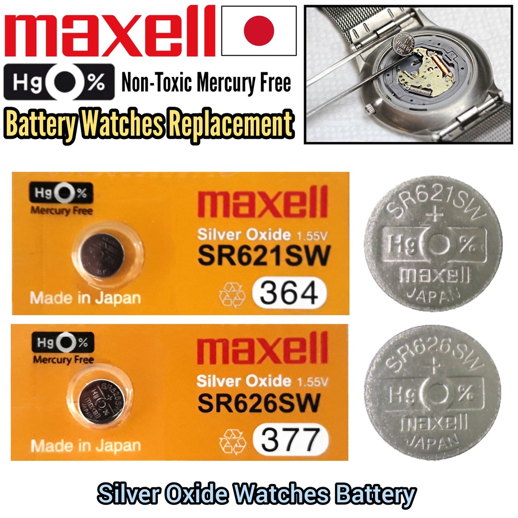 Maxell Japan Original Silver Oxide Battery Sr621sw Sr626sw For Watches 