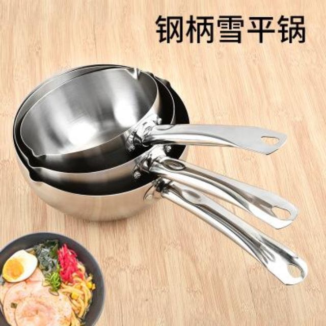 Cdycam Melkpan 18 cm Yukihira roestvrijstalen steelpan multifunctionele sauspot met houten handvat (18 cm, roestvrij staal