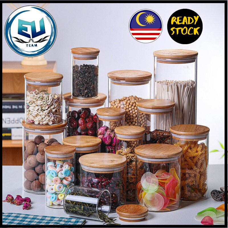 condiment container bamboo Lid Airtight Jar Food Storage seasoning ...