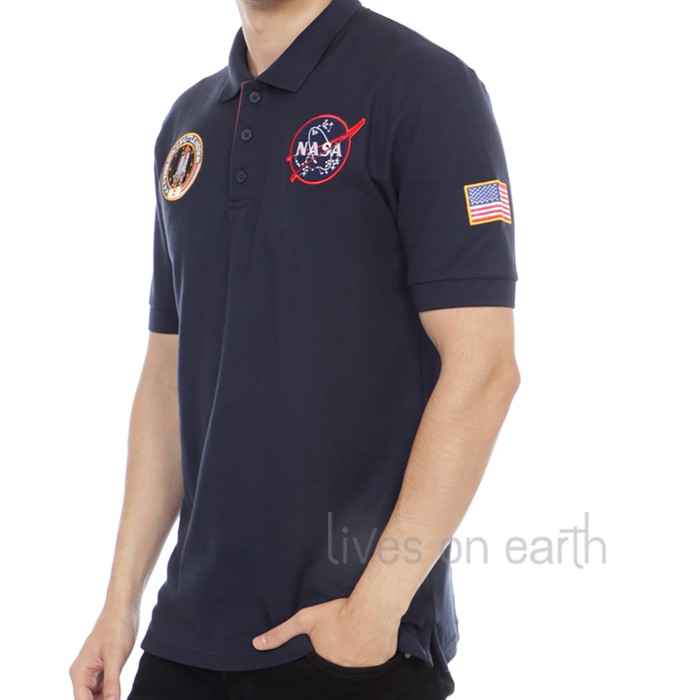 Nasa Navy Blue Exclusive Series Polo Shirt For Men Shopee Malaysia