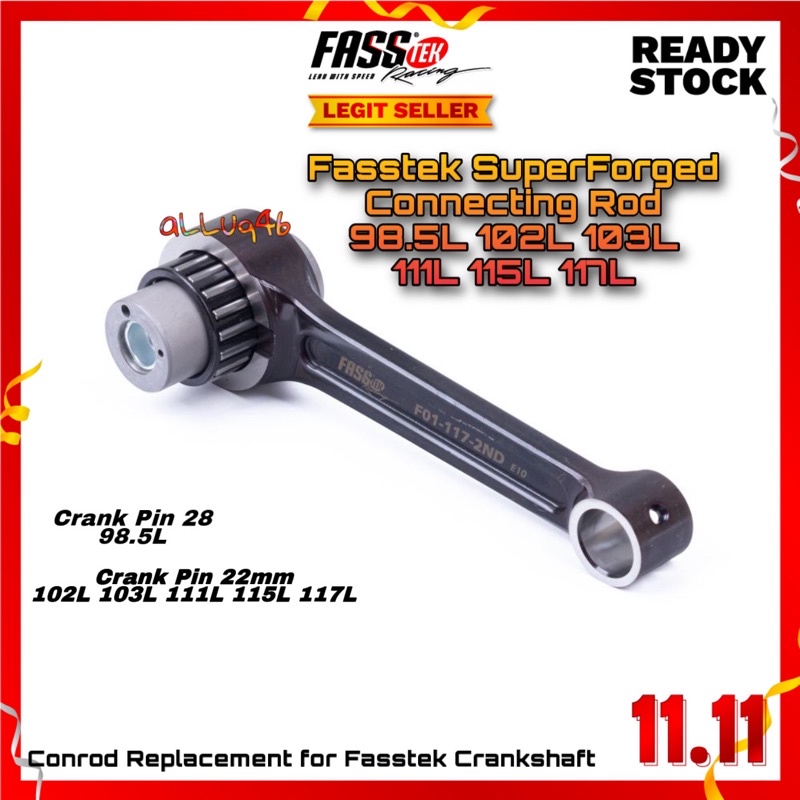 Fasstek SuperForged Pro Connecting Rod Crank pin 22mm 102L 103L 117L 111L  115L Yamaha Y15ZR LC5s LC4s Auto Replacement